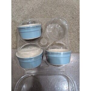 NIB Set of 3 Cermer French Blue Ceramic Freezer, Oven, Microwave Ramekins/Lids